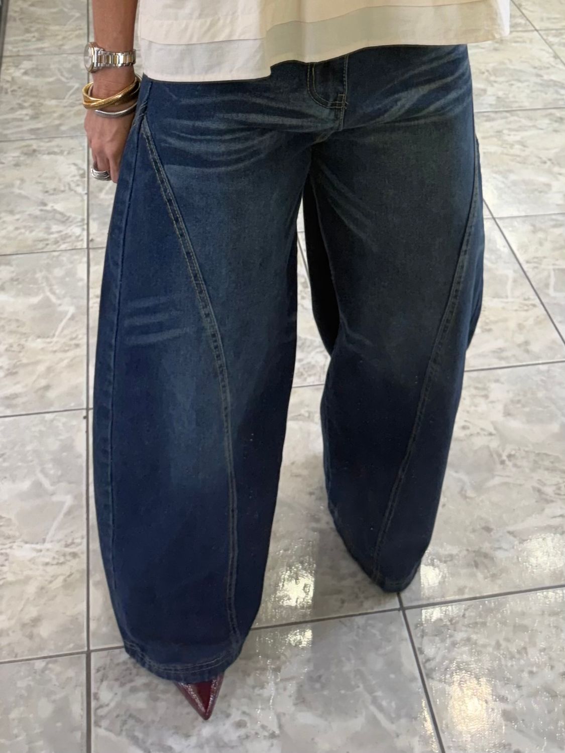 Dark Denim Barrel Jeans