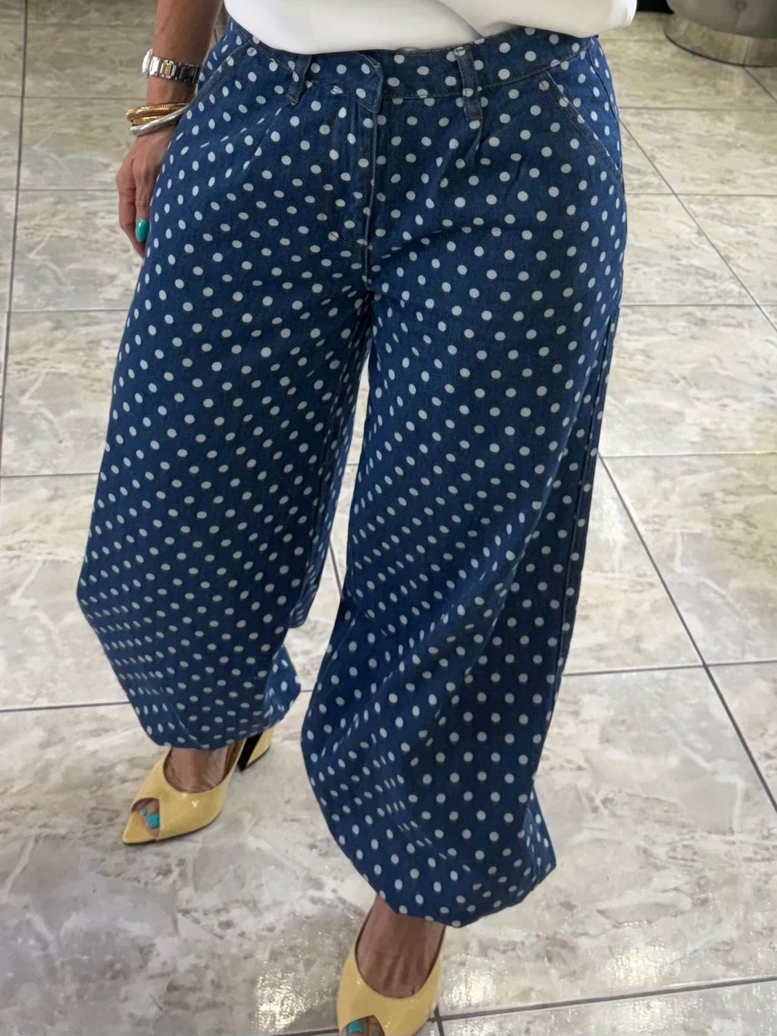 Dark Denim Polka Dots Pant