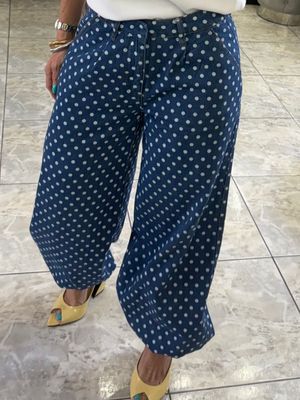 Dark Denim Polka Dots Pant