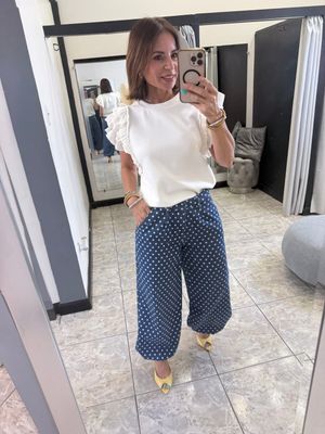 White Ruffle Detail Top