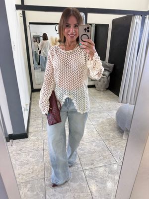 Ivory Long Sleeve Detail Top