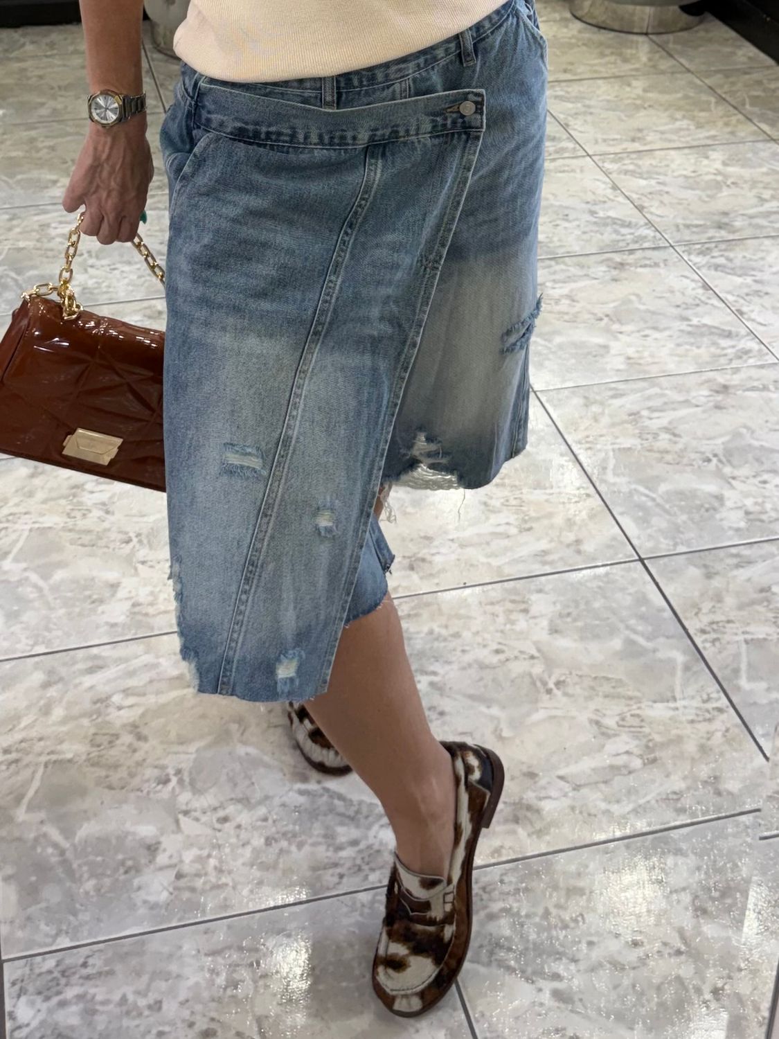 Wash Denim Jort Pants