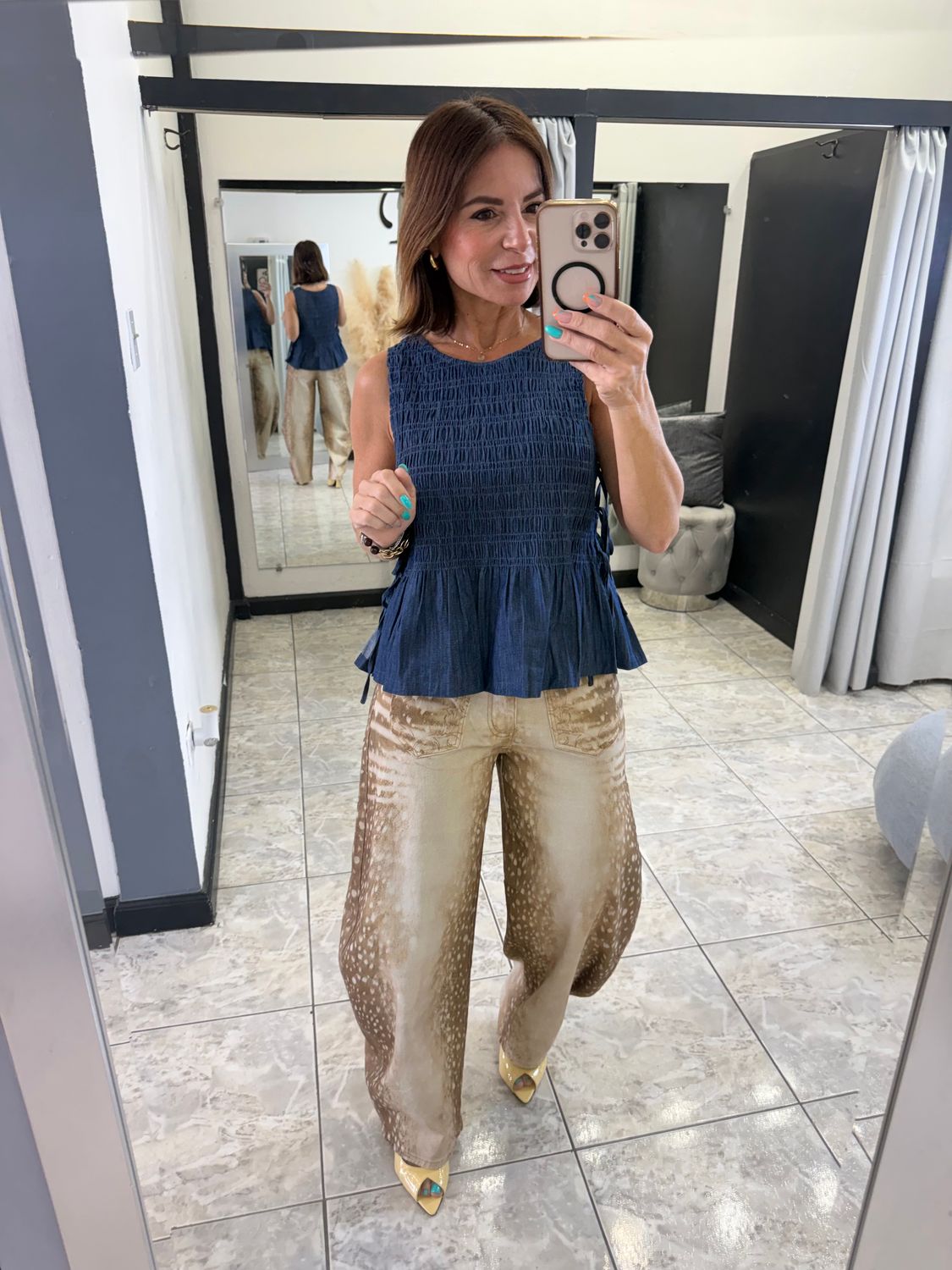 Dark Denim Elastic Top