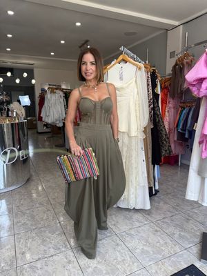 Olive Green Corset Detail Jumpsuit