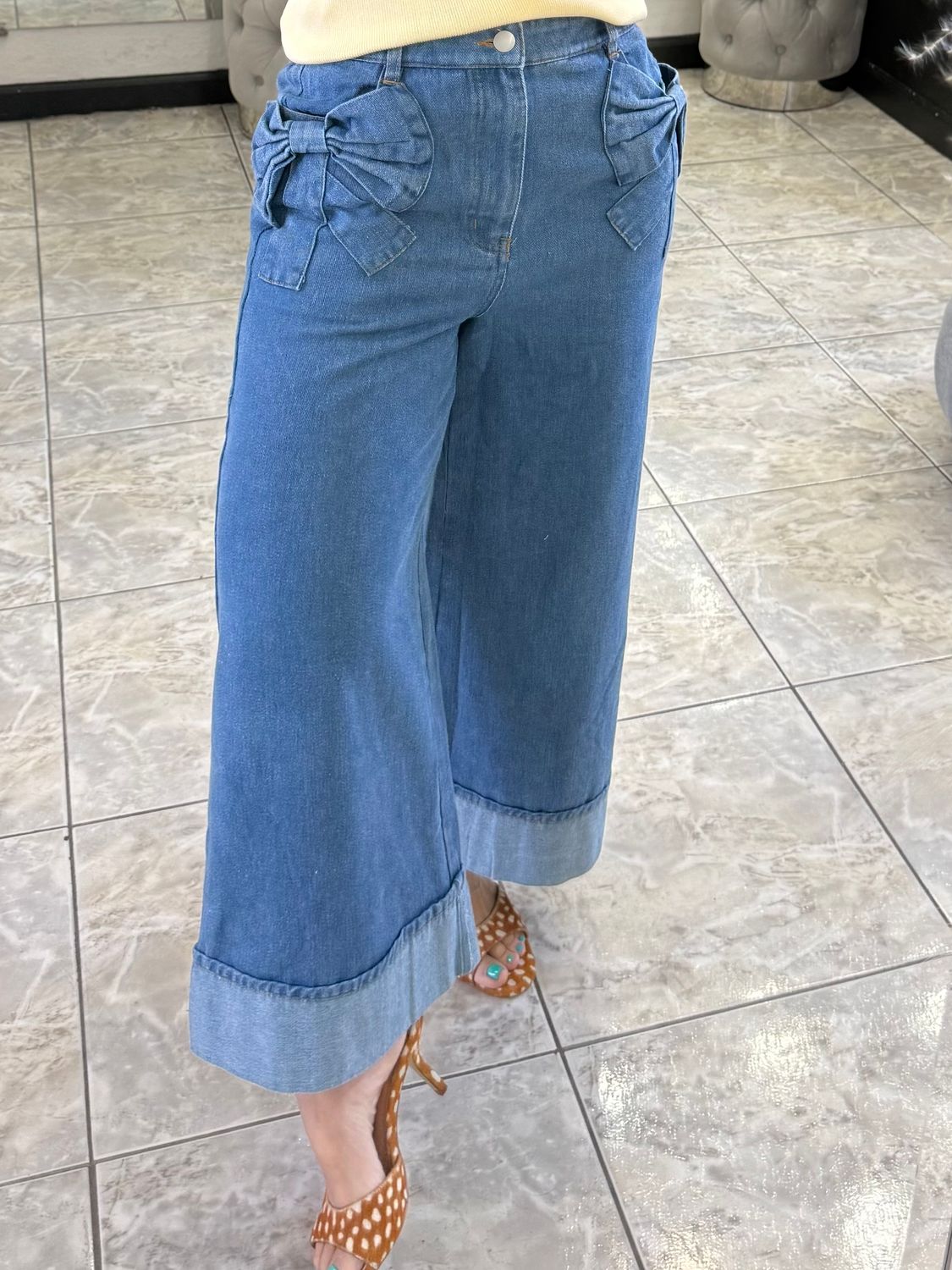Denim Bow Detail Pant