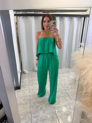 Kelly Green Strapples Jumpsuit