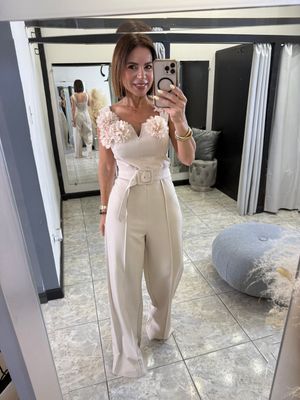 Cream Flower Detail Jumpsuit