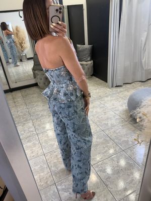 Denim Blue Rhinestone Detail Set