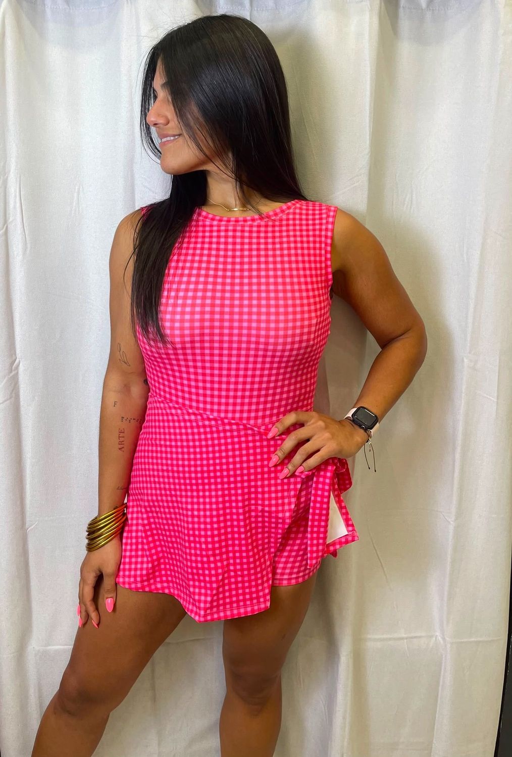 Pink/Red Gingham Romper