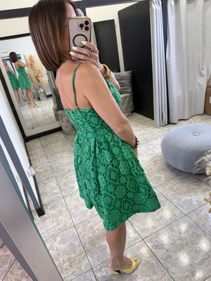 Kelly Green Eyelet Short Dress