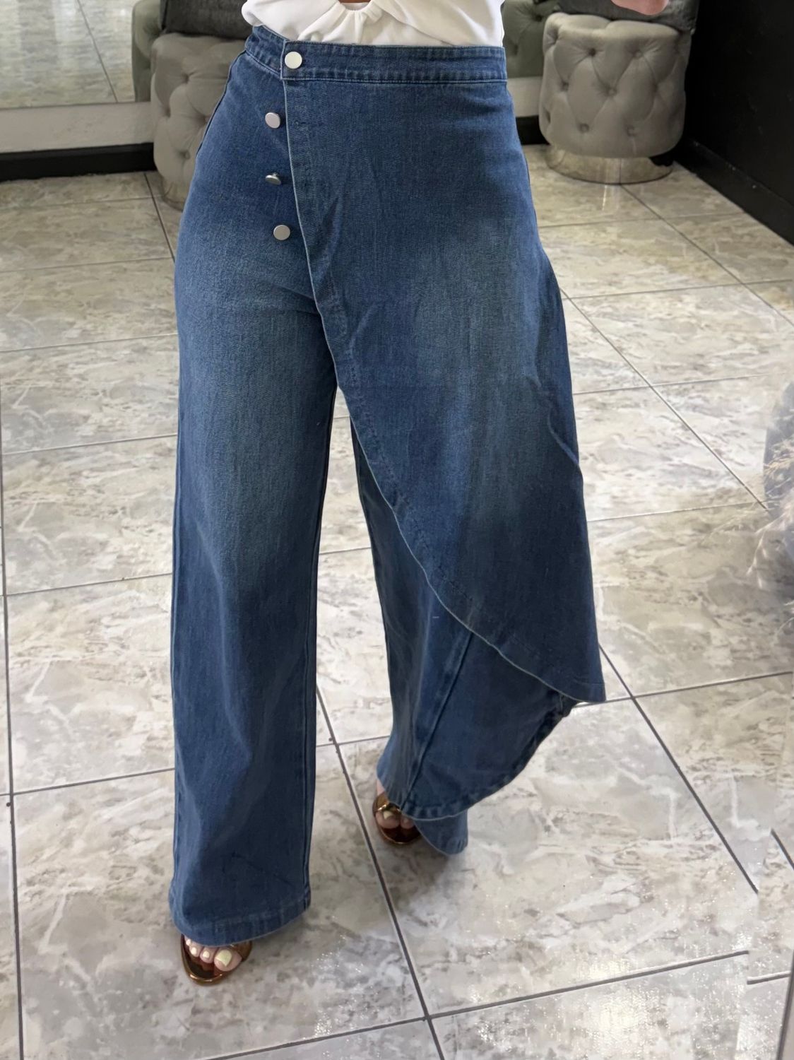 Blue Denim Detail Pant