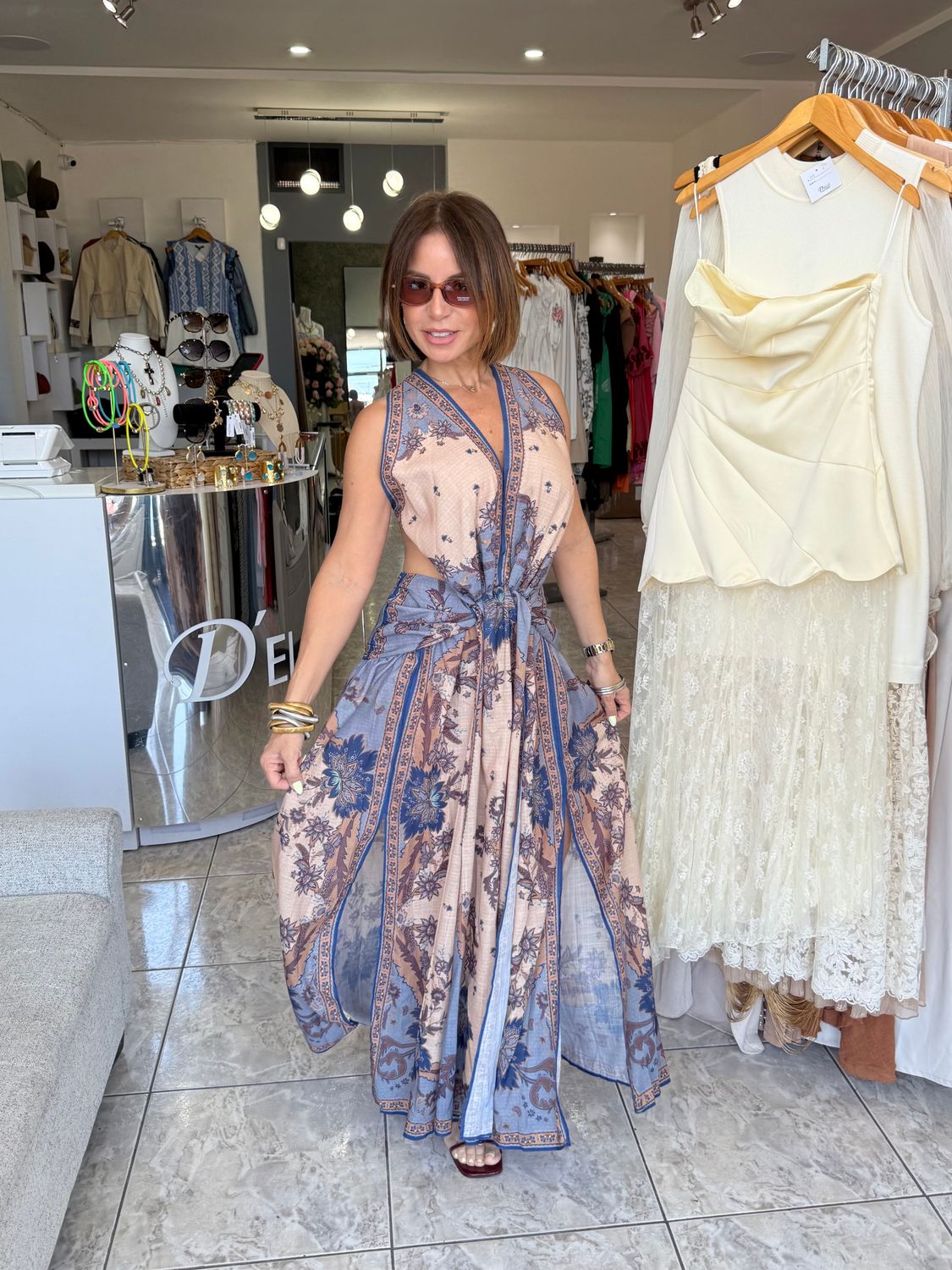 Blue Multi Combo Maxi Dress