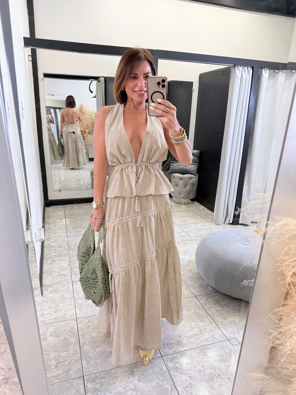 Natural Taupe Skirt Set