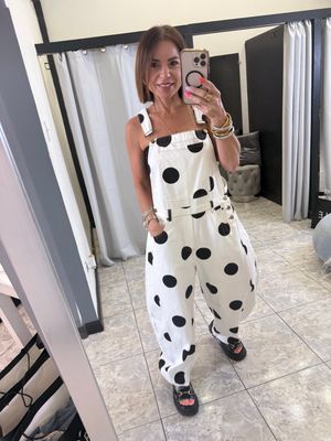 White Or Grey Polka Dots Jumpsuit