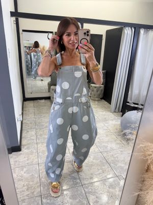 White Or Grey Polka Dots Jumpsuit
