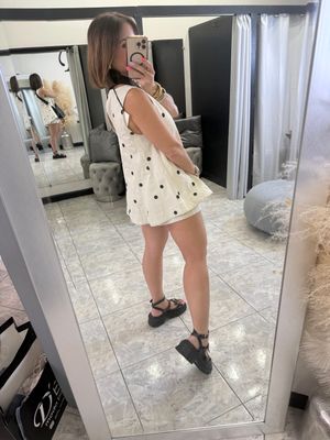 Ivory Polka Dots Detail Short Set
