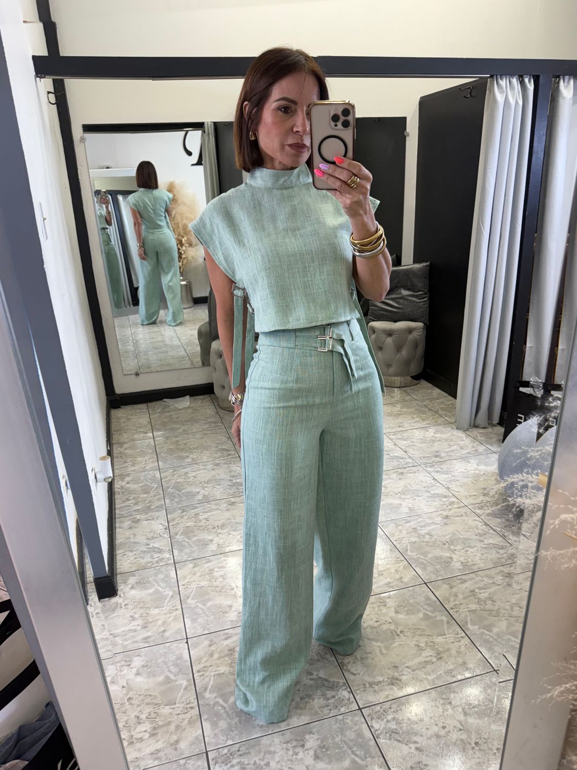 Mint Green Linen Pant Set
