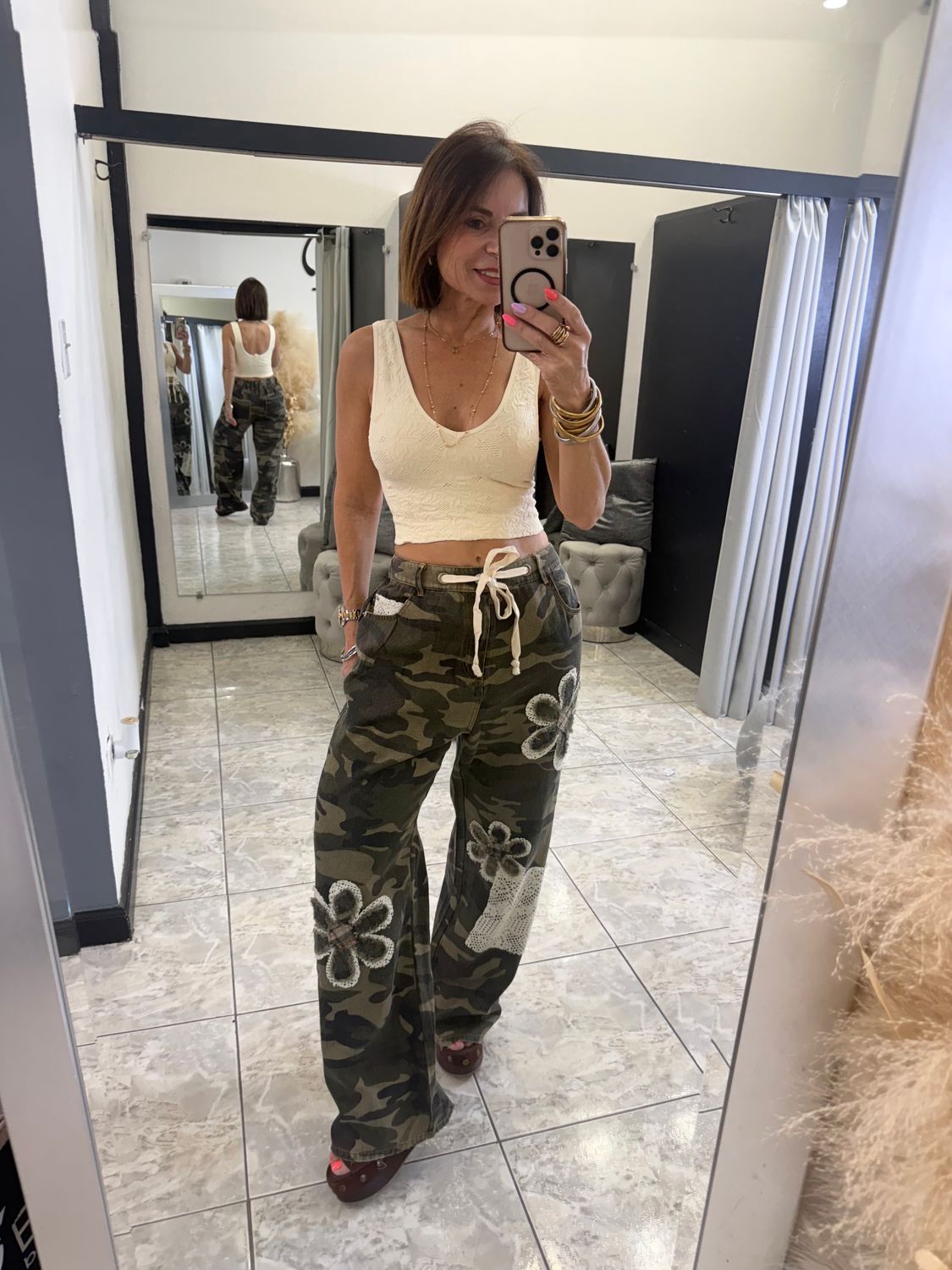Army Green Flower Detail Bottom