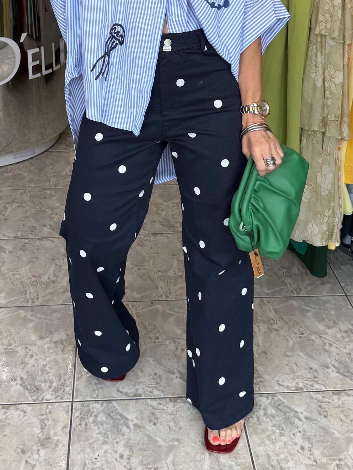 Navy Polka Dots Detail Bottom