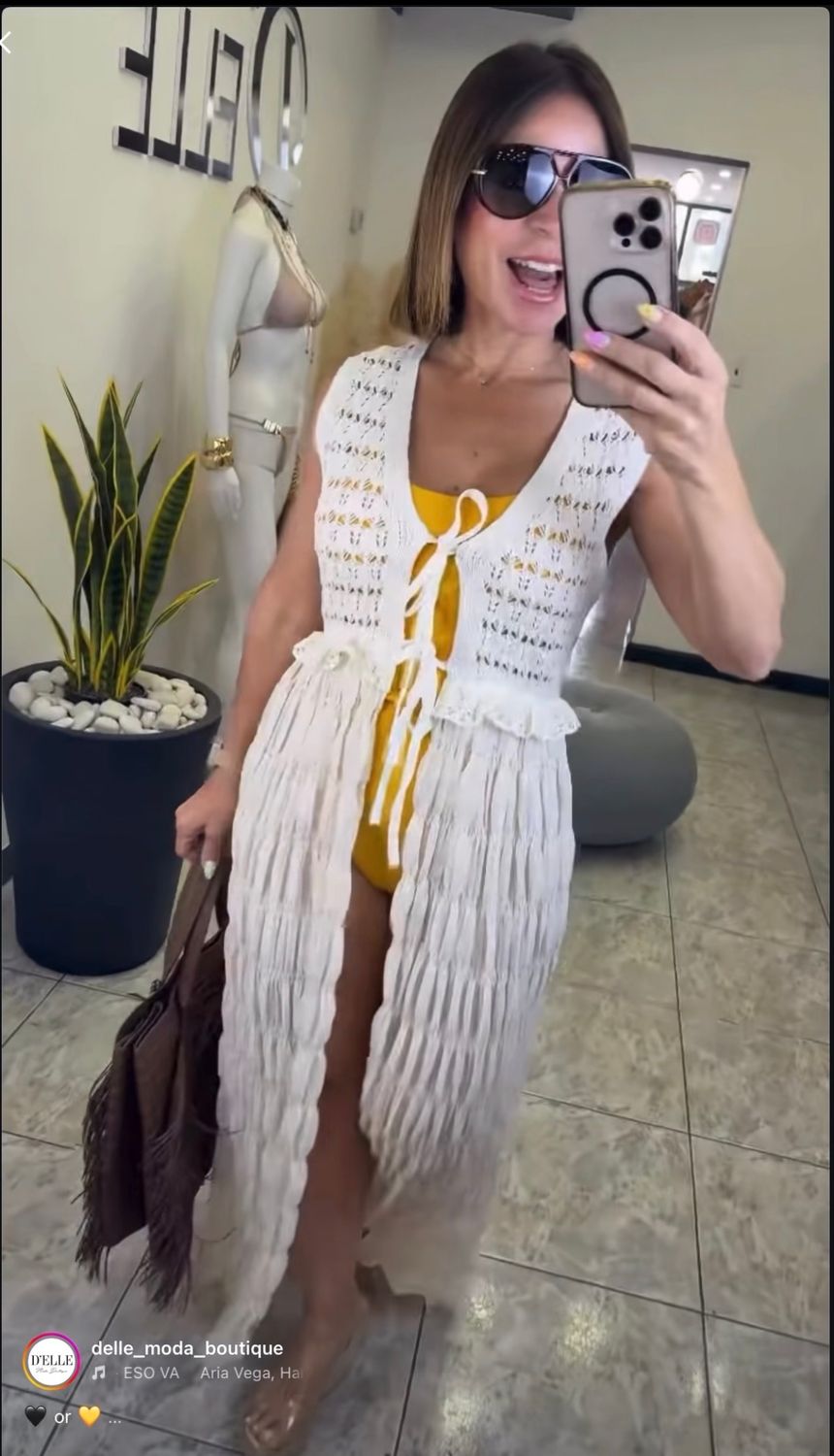 Cream Crochet Cover Up
