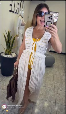 Cream Crochet Cover Up