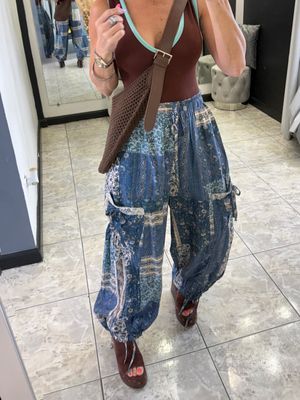 Teal Combo Boho Chic Balloon Pants