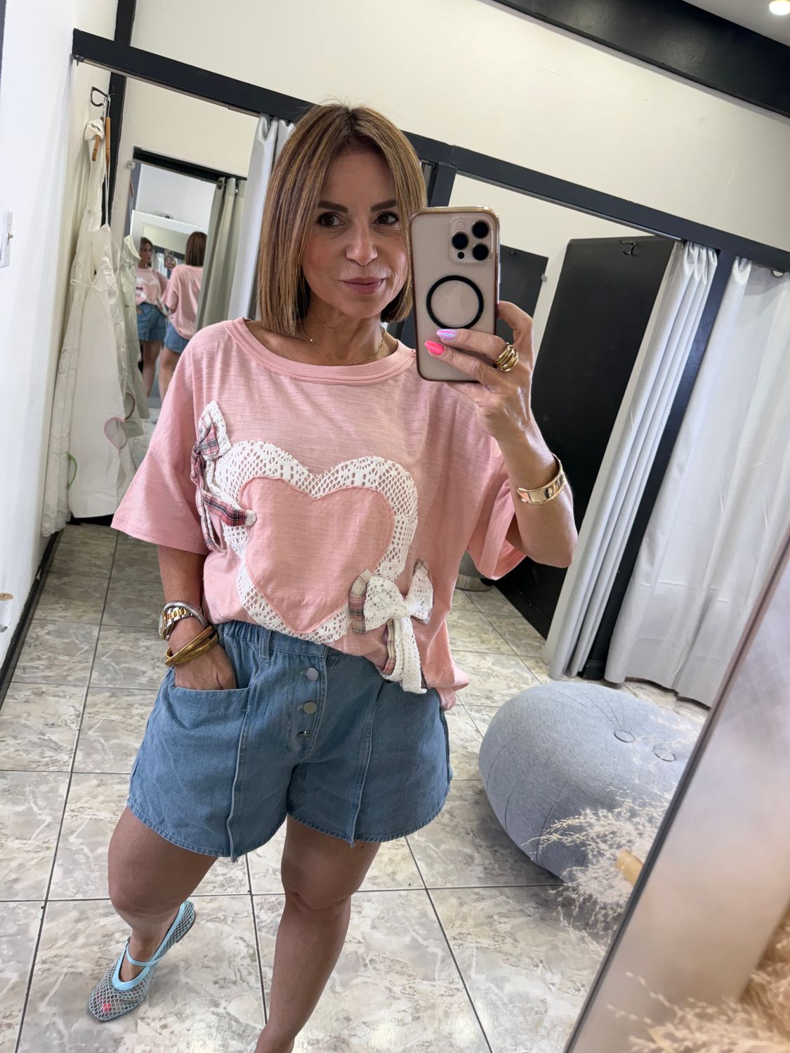 Light Pink Bow Detail Top