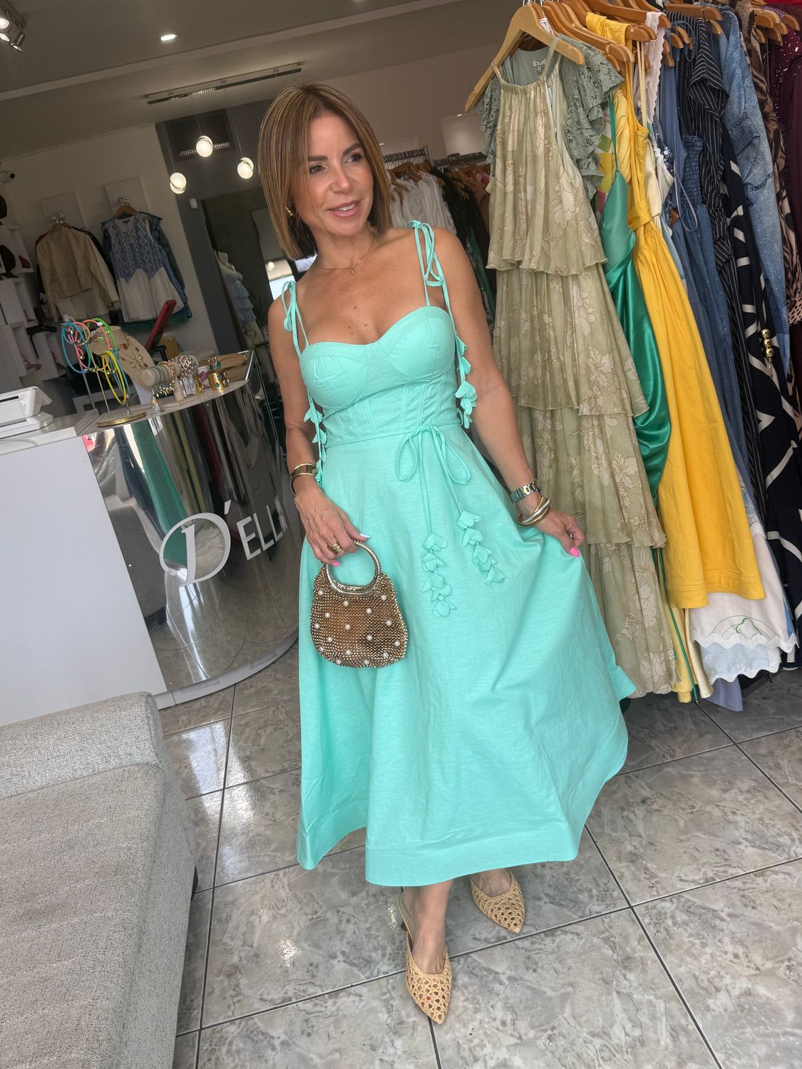 Mint Or Coral Midi Dress