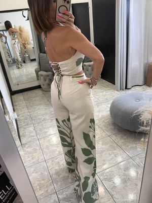 Cream/Sage Boho Pant Set