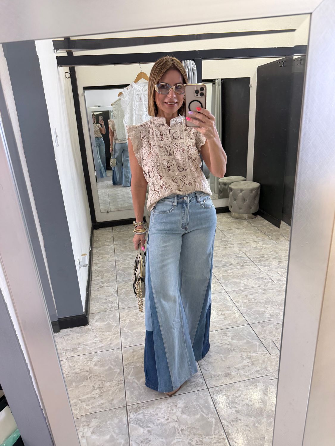 White Or Taupe Lace Top