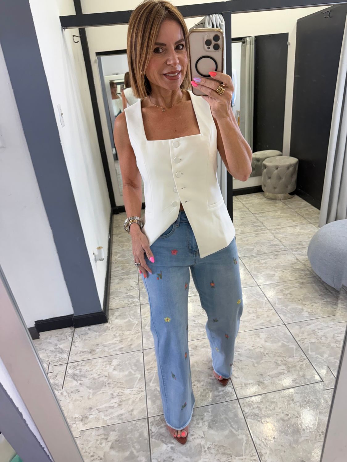 Bone White Vest Top