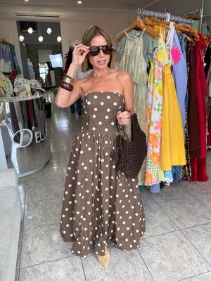 Ivory/Choco Polka Dots Strapless Balloon Dress