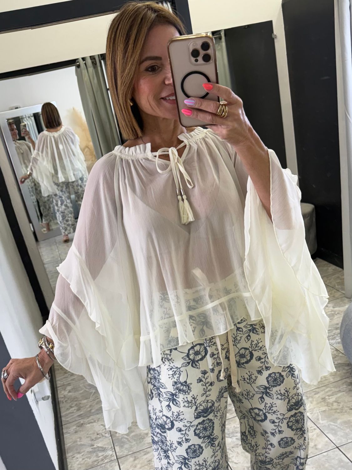 Ivory Ruffle Detail Blouse