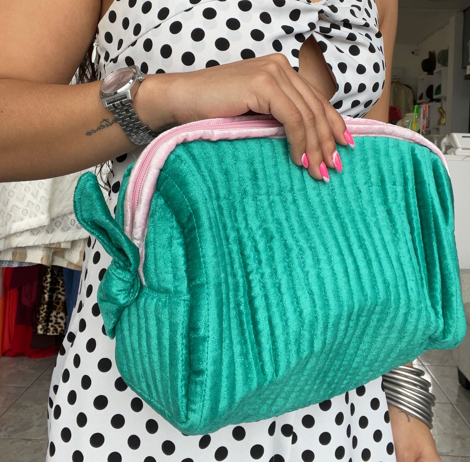 Aqua Green or Pink Summer Pouch