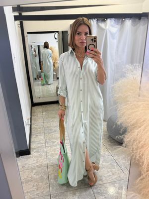 Sage Or Pink Button Down Maxi Dress