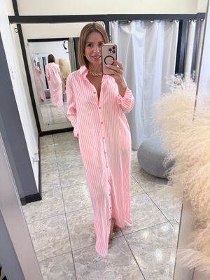 Sage Or Pink Button Down Maxi Dress