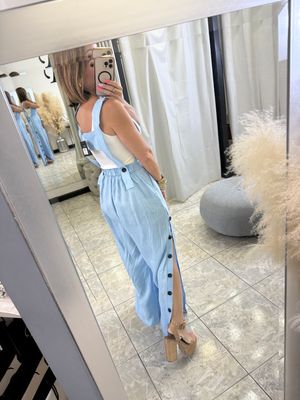 Baby Blue Linen Jumpsuit
