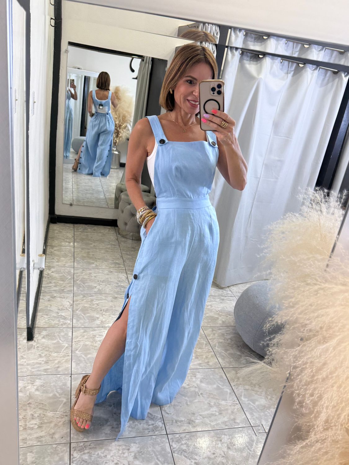 Baby Blue Linen Jumpsuit