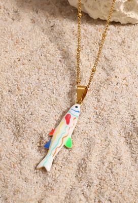 White, Pink Or Blue Fish Necklace