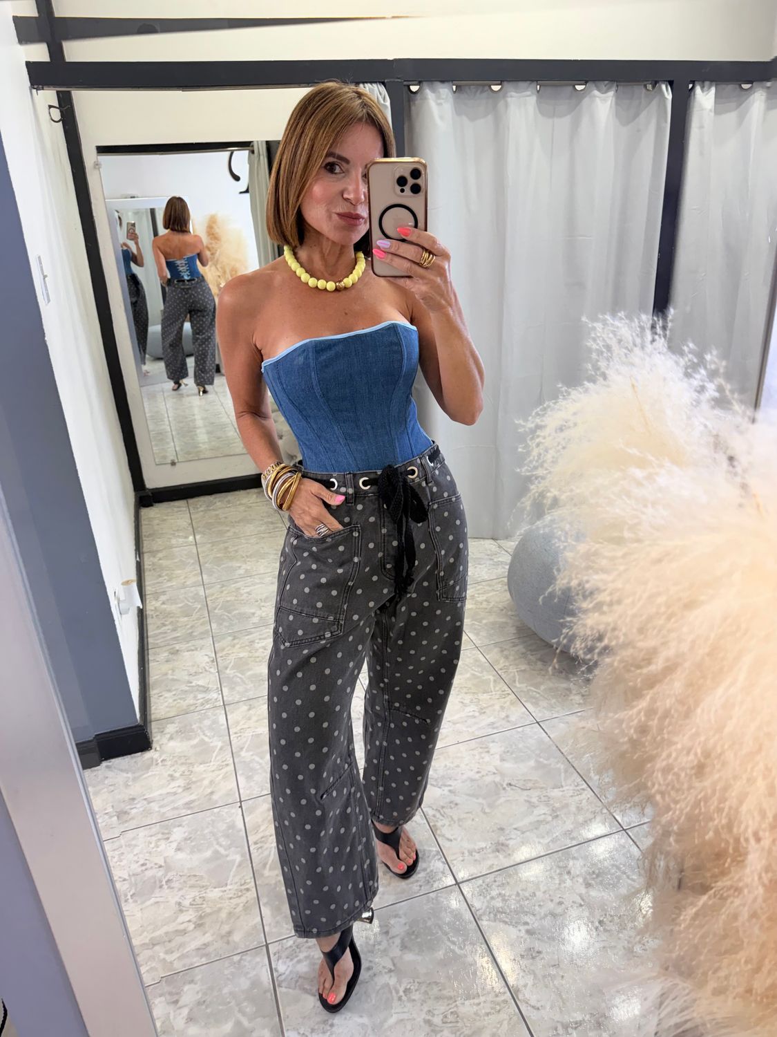 Black Wash Polka Dots Pant