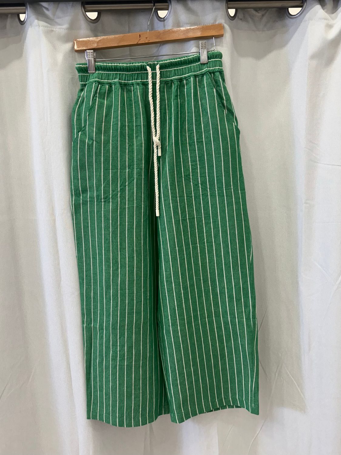 Green/White Stripes Detail Pant