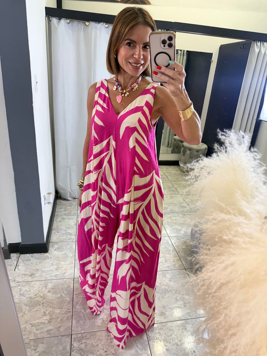Fuschia Or Navy Loose Fit Jumpsuit