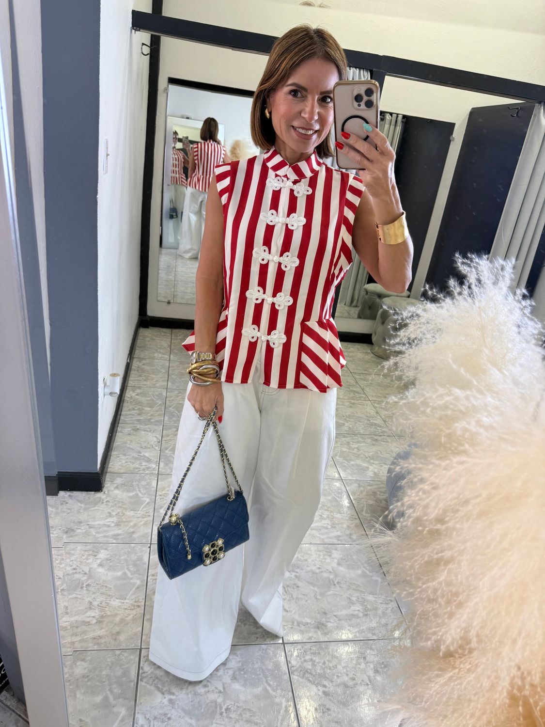 Red Or Blue Stripes Top