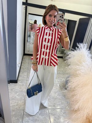Red Or Blue Stripes Top