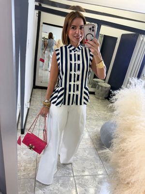 Red Or Blue Stripes Top