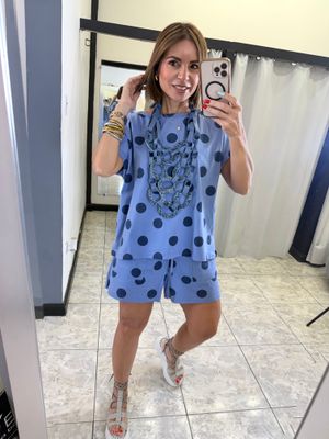 Green Or Blue Polka Dots Short Set