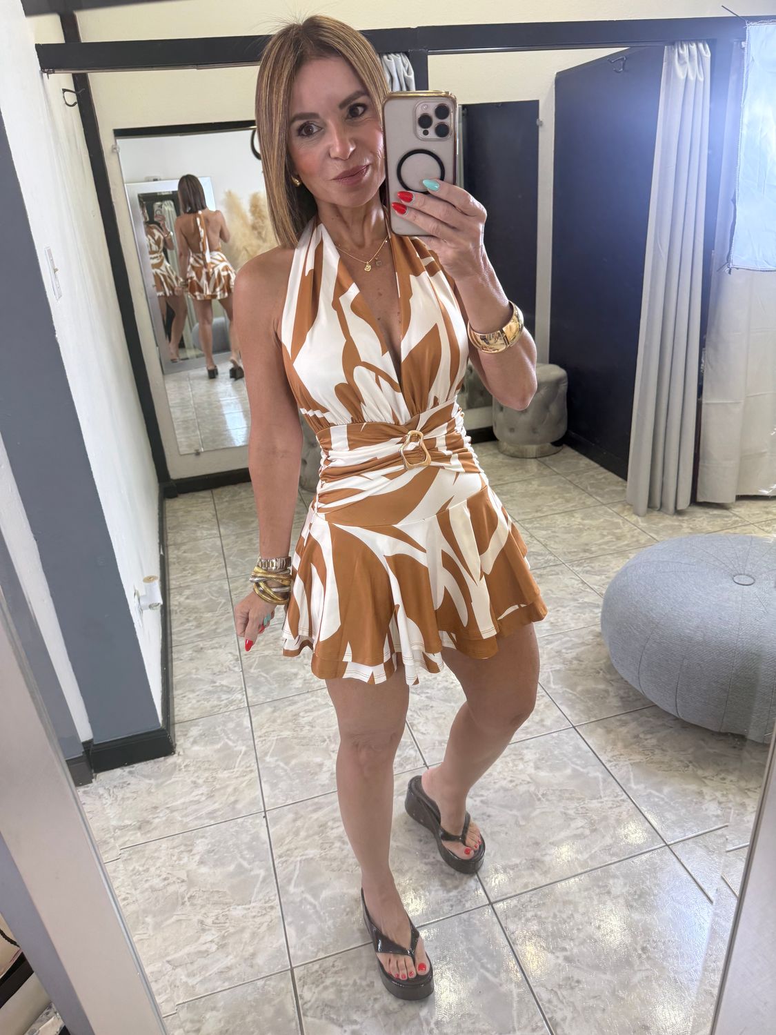 Brown Printed Hater Romper