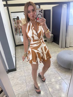 Brown Printed Hater Romper