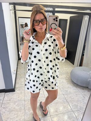 Navy/white Or White/Black Polka Dots Top and Shorts Set