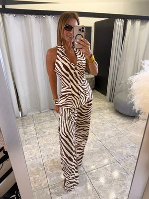 Zebra Brown Vest And Pant Set